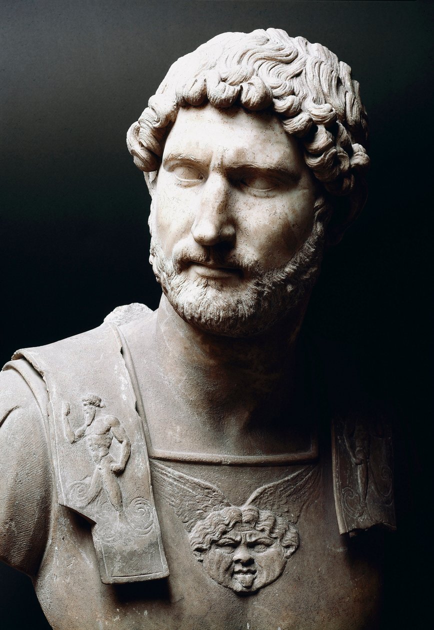 Marmorbyste av keiser Hadrianus (Publius Aelius Hadrianus) (76-138 e.Kr.) - Roma Musei Capitolini - Byste av keiser Hadrianus (Publius Aelius Hadrianus) (76-138) - Marmorskulptur - Musei Capitolini, Roma (Italia) av Roman