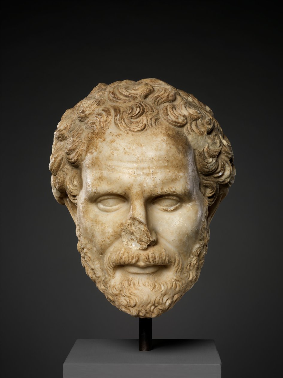 Marble head of Demosthenes, 2nd century AD (marble) av Roman