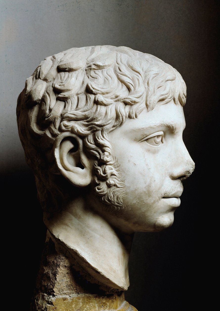 Marmorhode til Elagabal eller Heliogabalus (Marcus Aurelius Antoninus eller Heliogabalus) (204-222 e.Kr.) - Roma, Musei Capitolini - Overhode for keiser Elagabalus (204-222) også kjent som Heliogabalus (Varius Avitus Bassianus) - Marmor Capitolini, Musei R av Roman