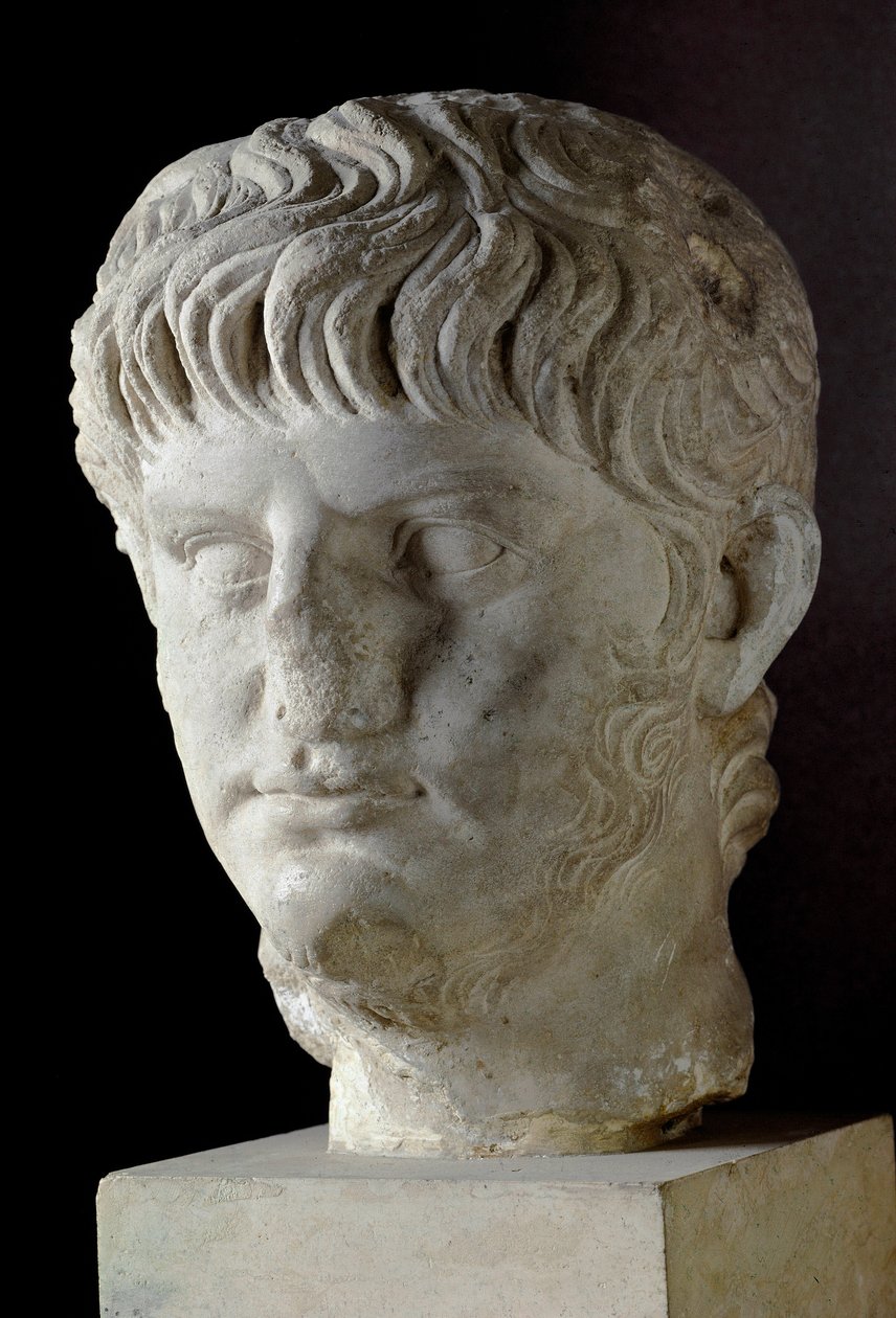 Marmorhode av Neron (Nero Claudius Caesar augustus Germanicus) (37-68 e.Kr.) Roma, Museo Nazionale Romano - Byste av keiser Nero (Nero Claudius Caesar augustus Germanicus) (37-68 e.Kr.) - Marmorskulptur - Musei Capitolini, Roma, Italia av Roman