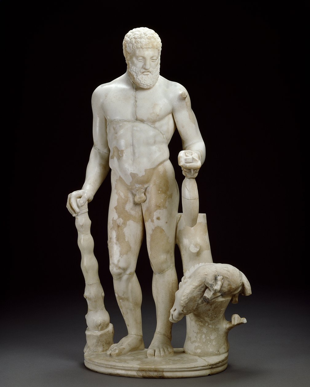 Marmorstatuett av Hercules og den erymantiske villsvinen (marmor) av Roman