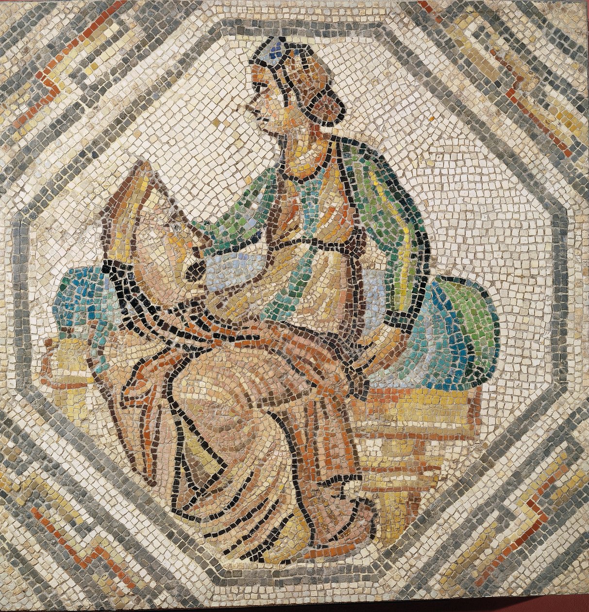 Melpomene, tragediens mus, fra en villa i Augusta Treverorum (mosaikk) av Roman