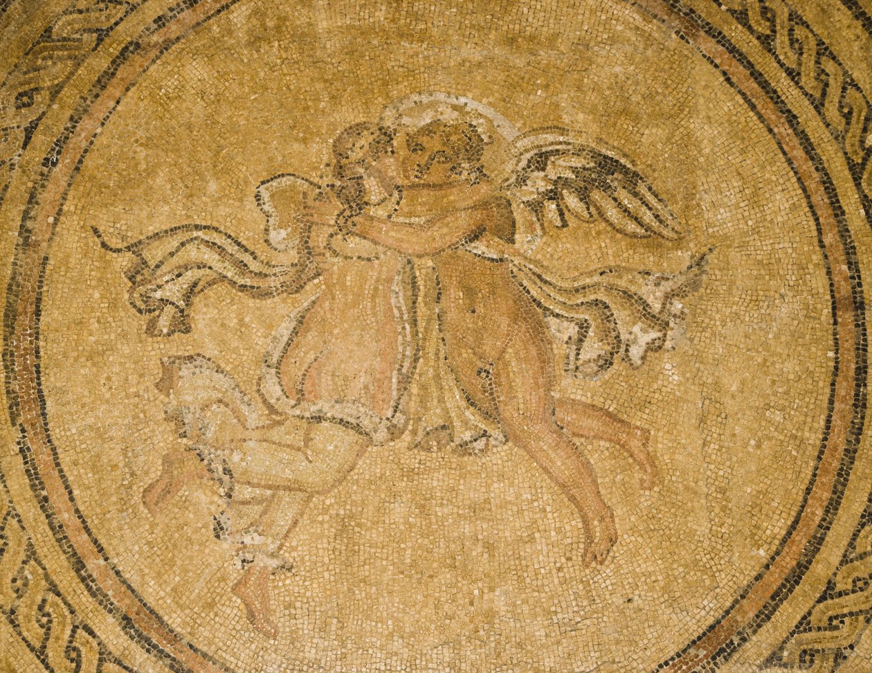 Mosaikk av Eros og psyke, fra Mosaikkens sal i de kristne kongers Alcazar, 3.-4. århundre e.Kr. (mosaikk) av Roman