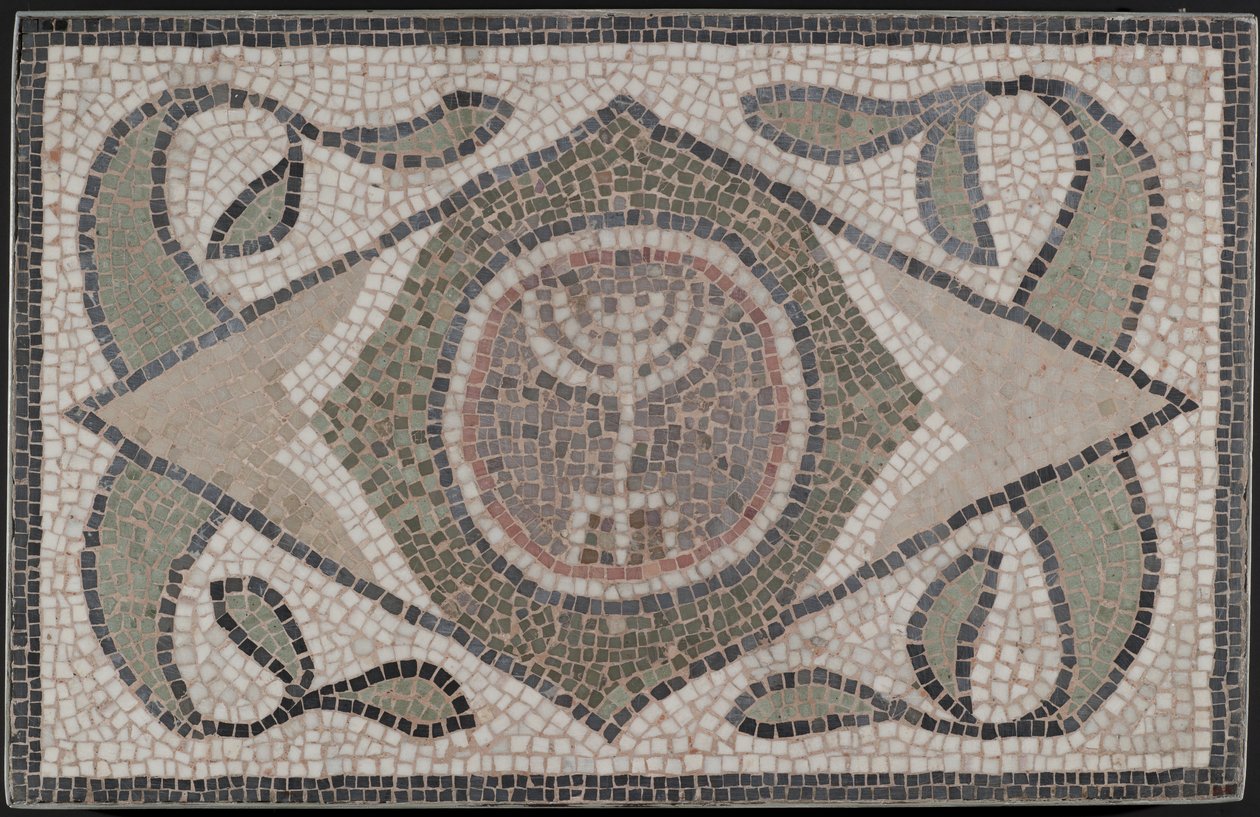 Mosaikk av Menorah, 600-tallet e.Kr. (stein og mørtel) av Roman