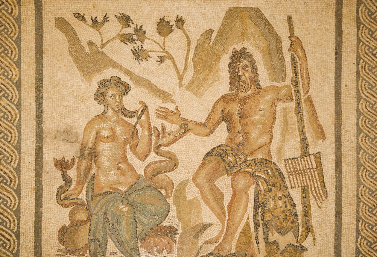 Mosaikk av Polyfemus og Galatea, fra Mosaikkens sal i Alcazar of the Christian Kings (mosaikk) av Roman
