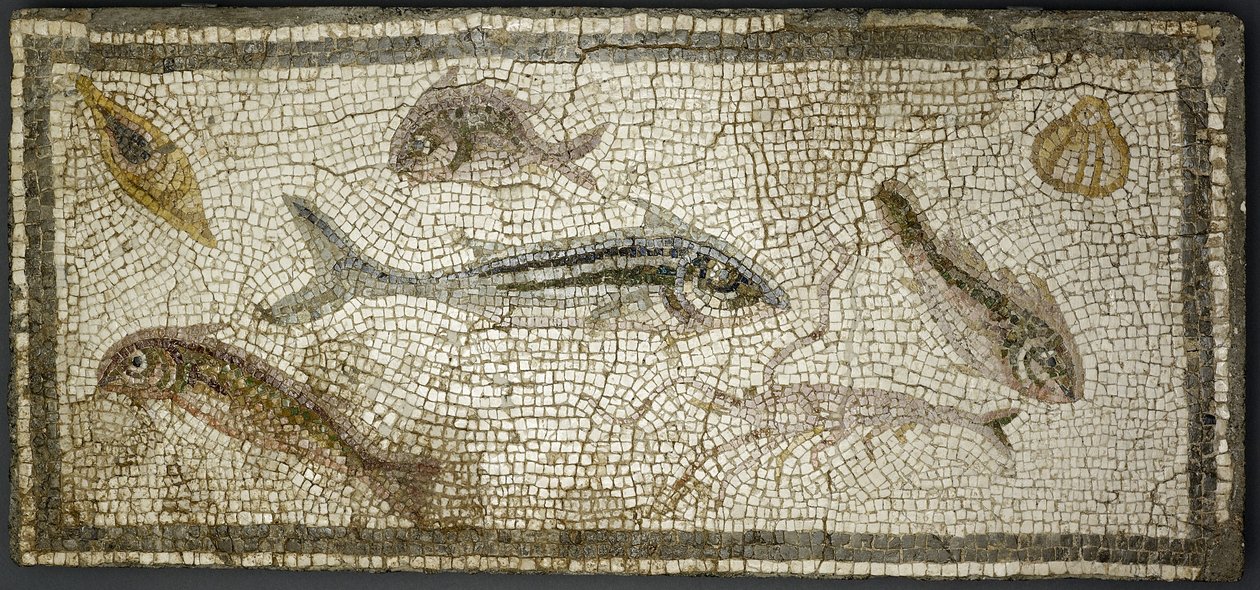 Mosaikkpanel som viser fisker, sannsynligvis 3. århundre e.Kr. av Roman