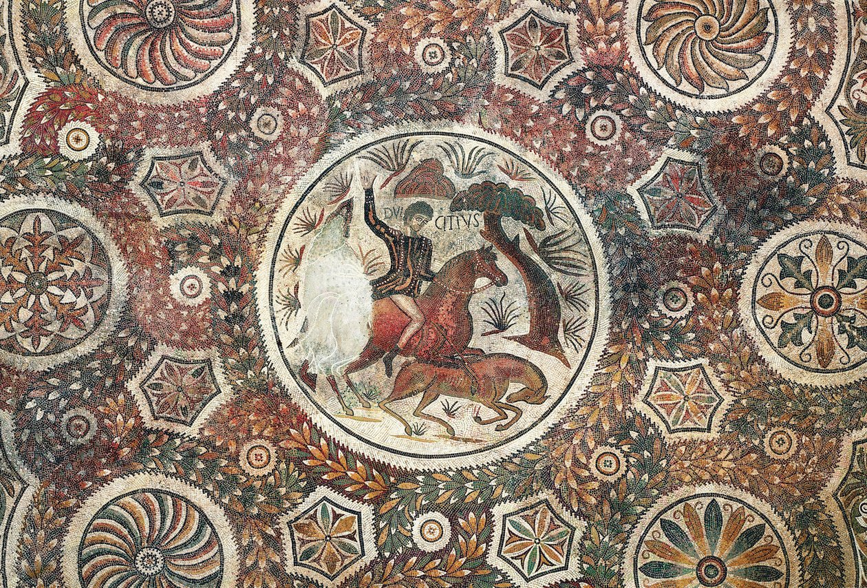 Mosaikk med jaktscene, 4. århundre e.Kr. (mosaikk) av Roman
