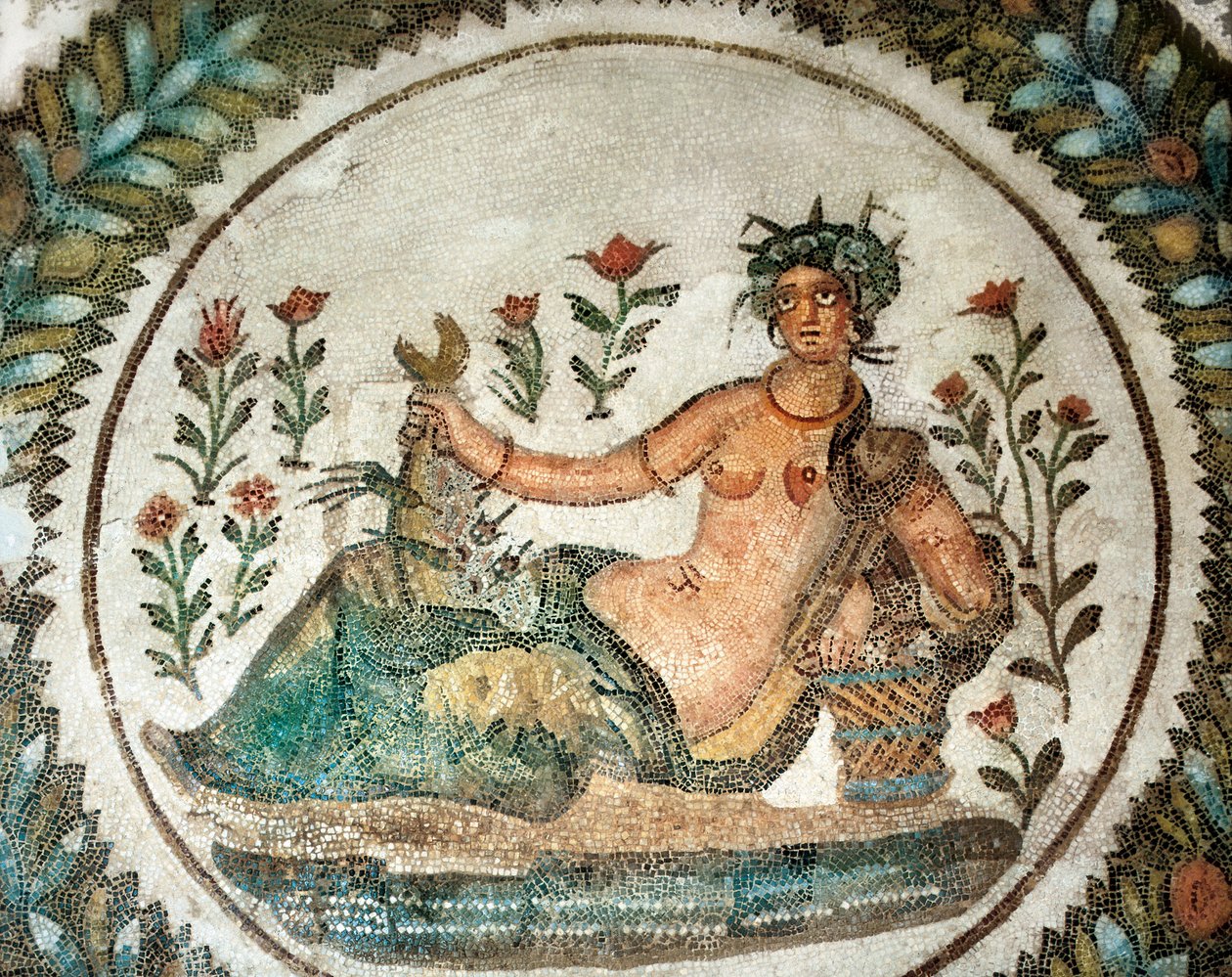 Mosaikkverk som skildrer sommergudinnen (eller Ceres, gudinnen for voksende planter), 3. århundre f.Kr. (mosaikk) av Roman