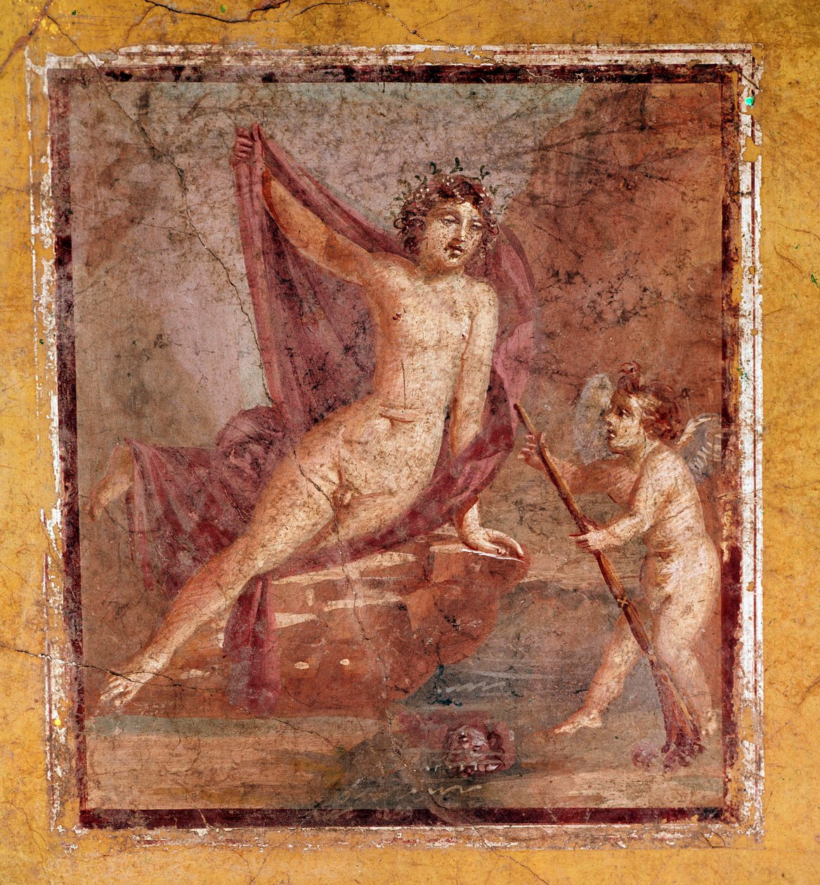 Narcissus og Eros romersk freskomaleri av den tredje pompeianske stilen fra stedet for stedet til Pompei Italia 1. århundre etter JC (romersk kunst: Narcissus og Eros, freskomaleri fra Pompeii, Italia av Roman