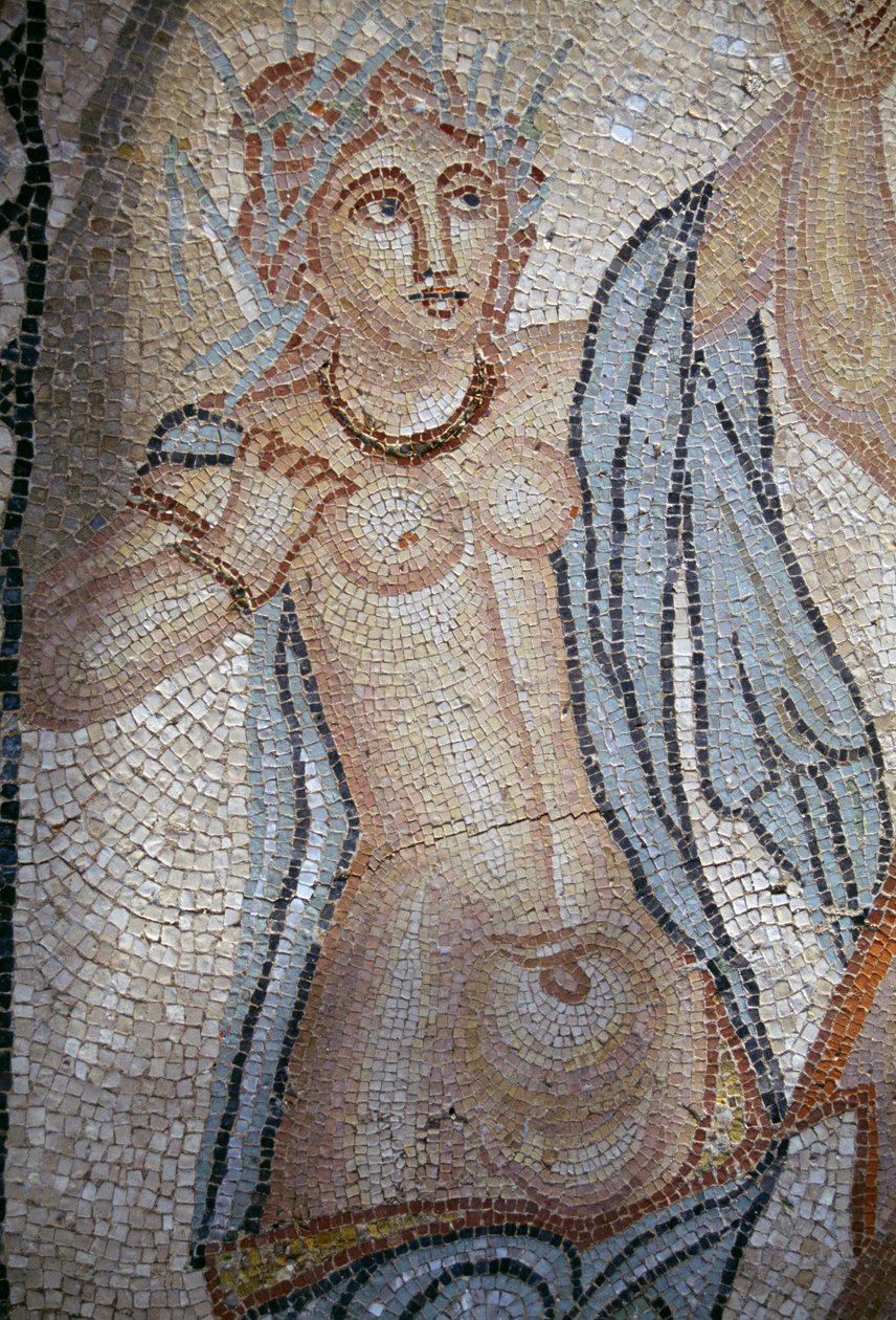 Nymfe, detalj fra Abduction of Hylas by Nymphs, mosaikk i House of Venus i den romerske byen Volubilis (UNESCOs verdensarvliste av Roman