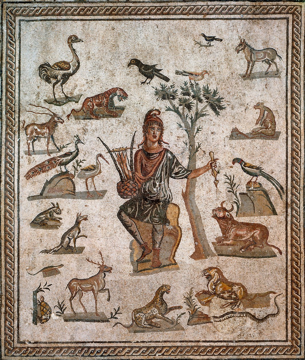 Orpheus omgitt av dyr, 2. århundre av Roman