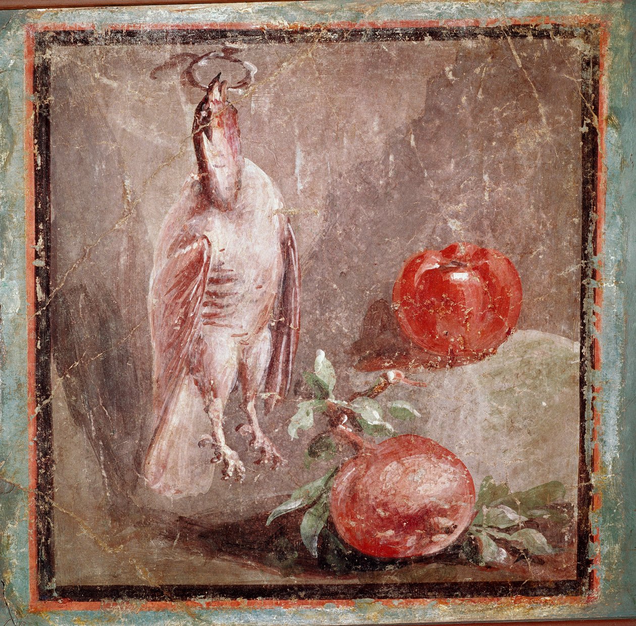 Rapphøne og granatepler (fresco av Roman
