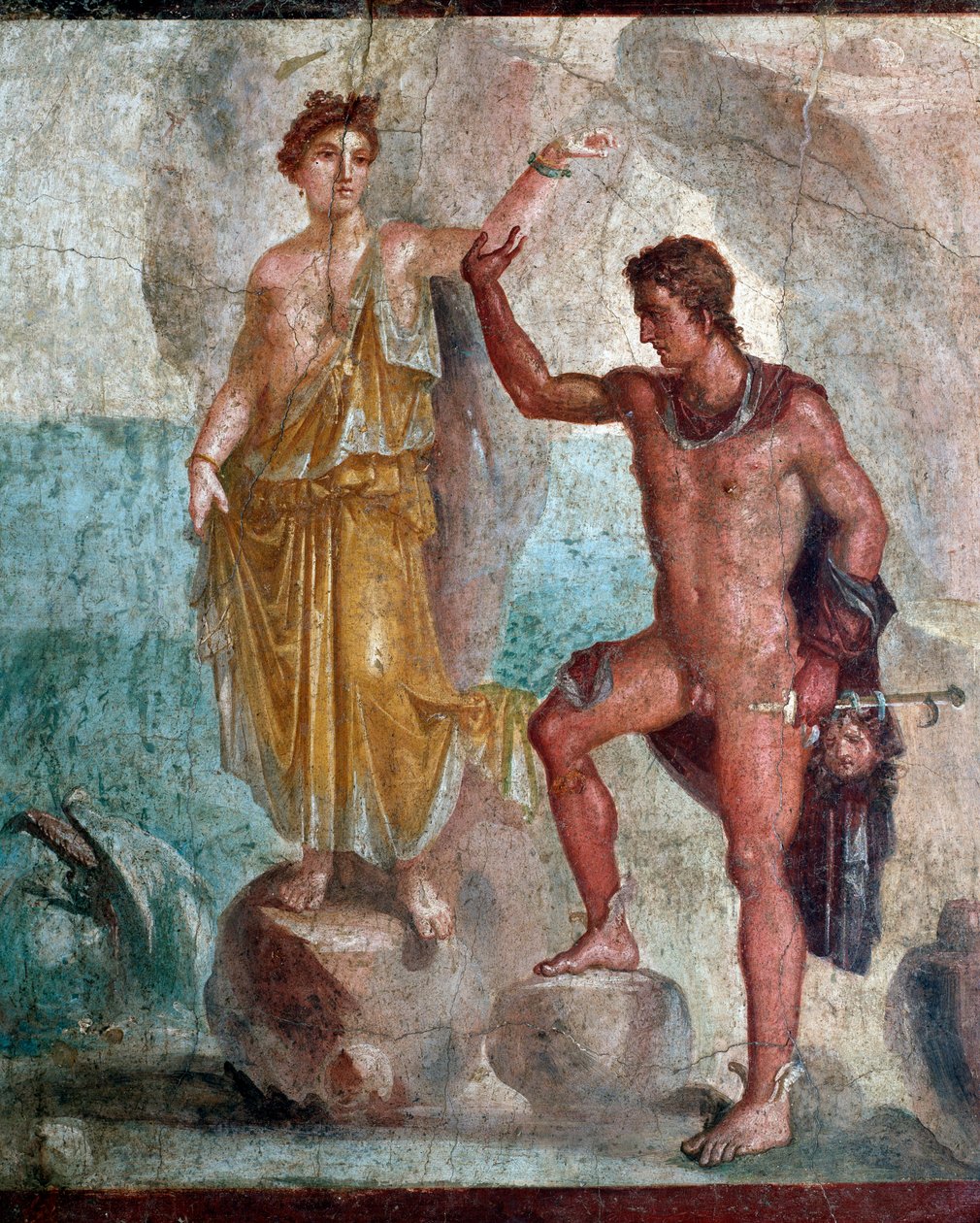 Perseus holder hodet til Medusa, lever Andromeda - freske av Roman