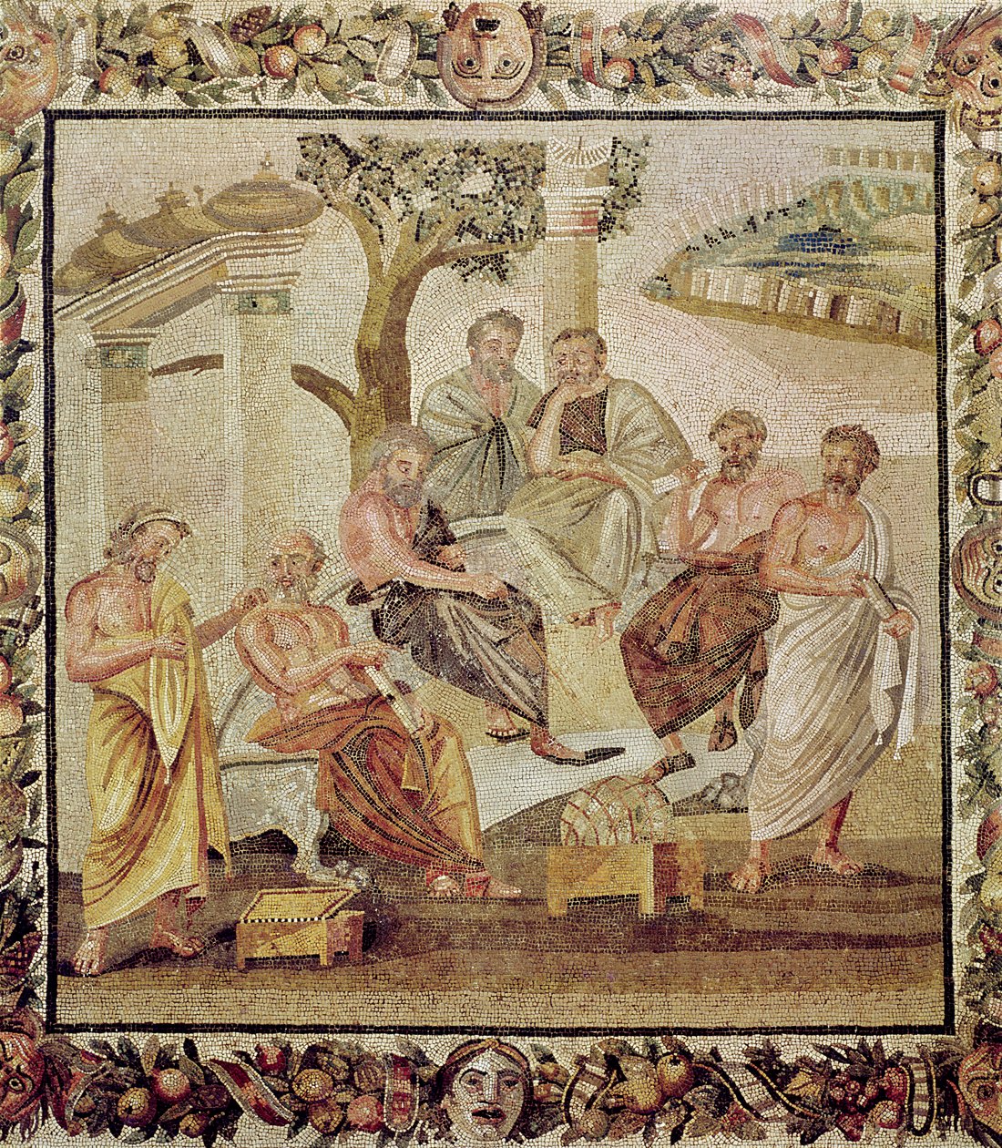 Platon samtaler med sine elever, fra huset til T. Siminius, Pompeii (mosaikk) (se også 156873) av Roman