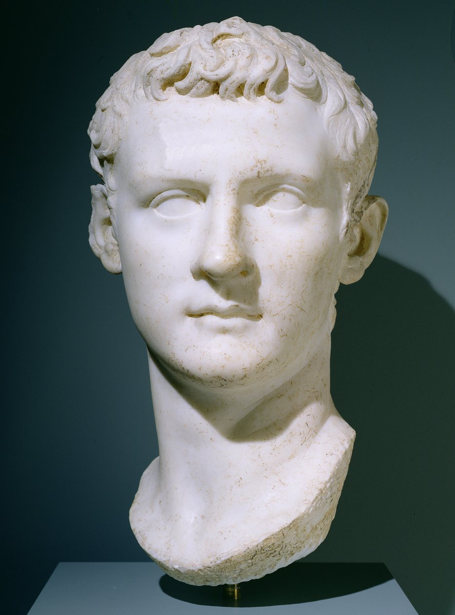Portrett av keiseren Caligula, 37-40 e.Kr. (marmor) av Roman