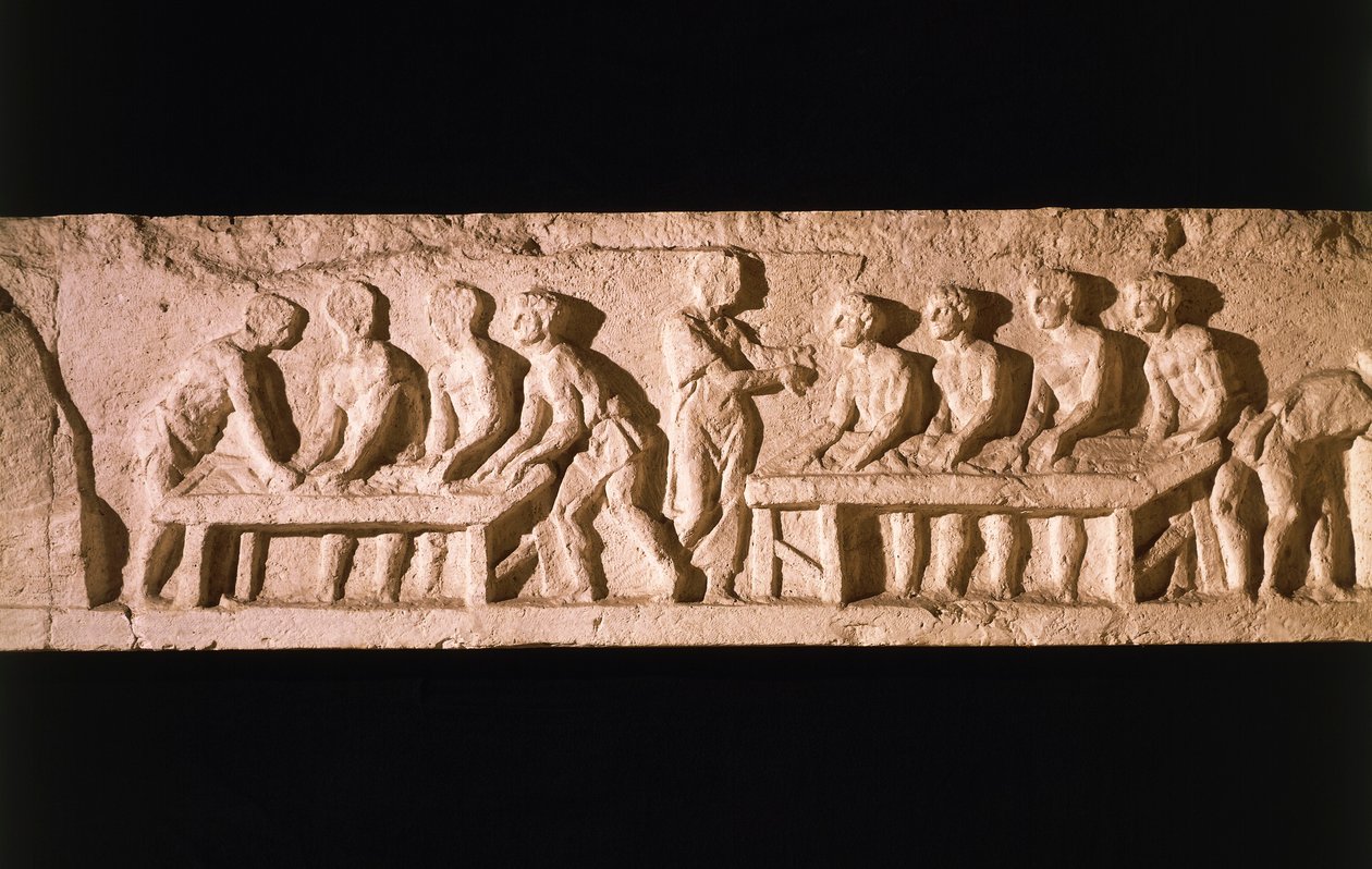 Relieff som viser bakeri, fra graven til bakeren Eurysaces, ved Porta Maggiore, Roma, 50-20 f.Kr. av Roman