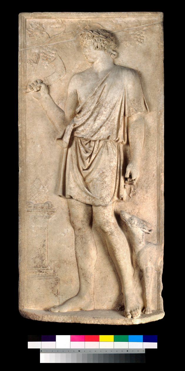Relieff av Antinous som Dionysos eller Silvanus, høsting av druer av Roman