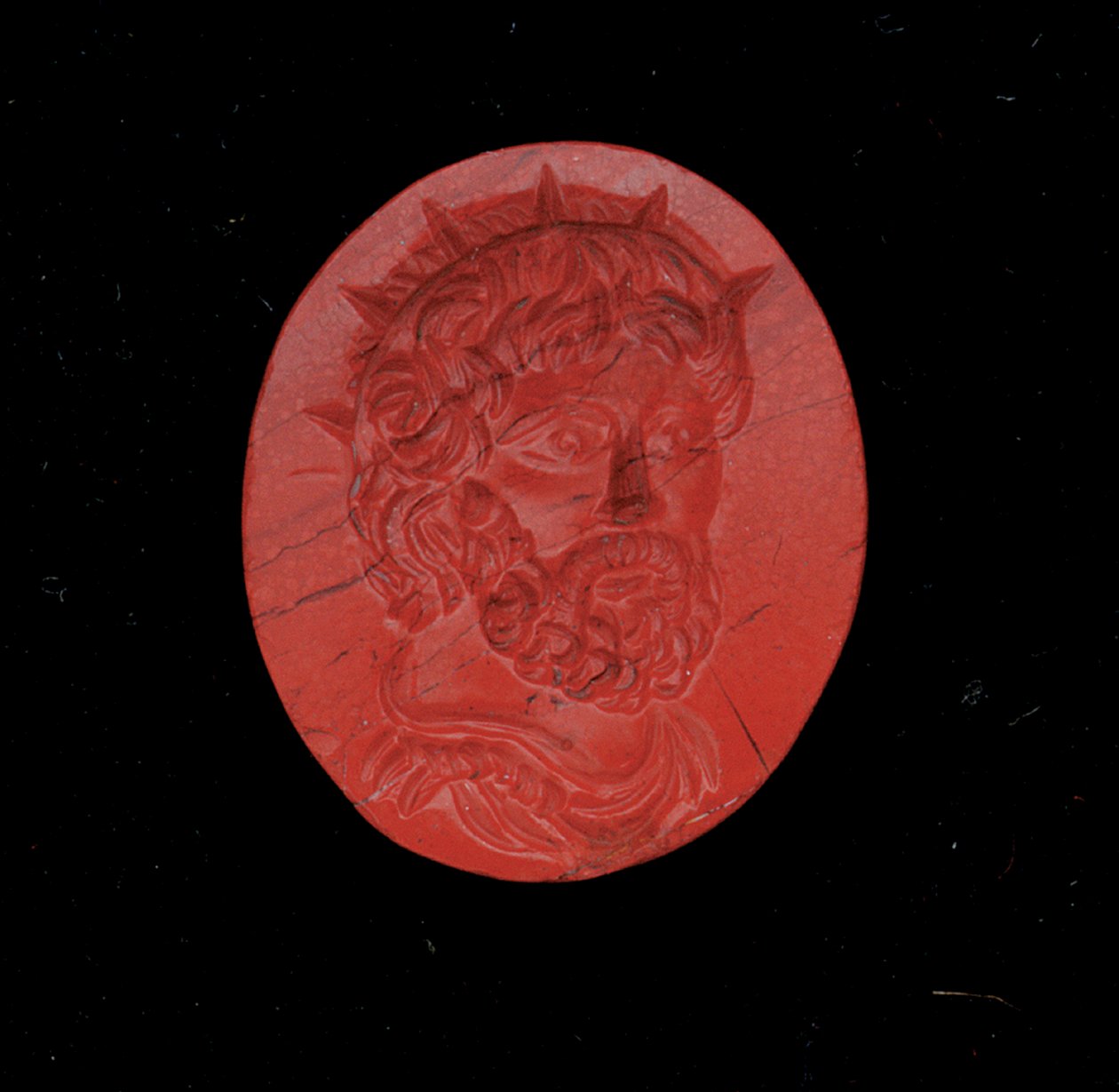 Ring med et portrett av keiseren Postumus (rød jaspis) av Roman