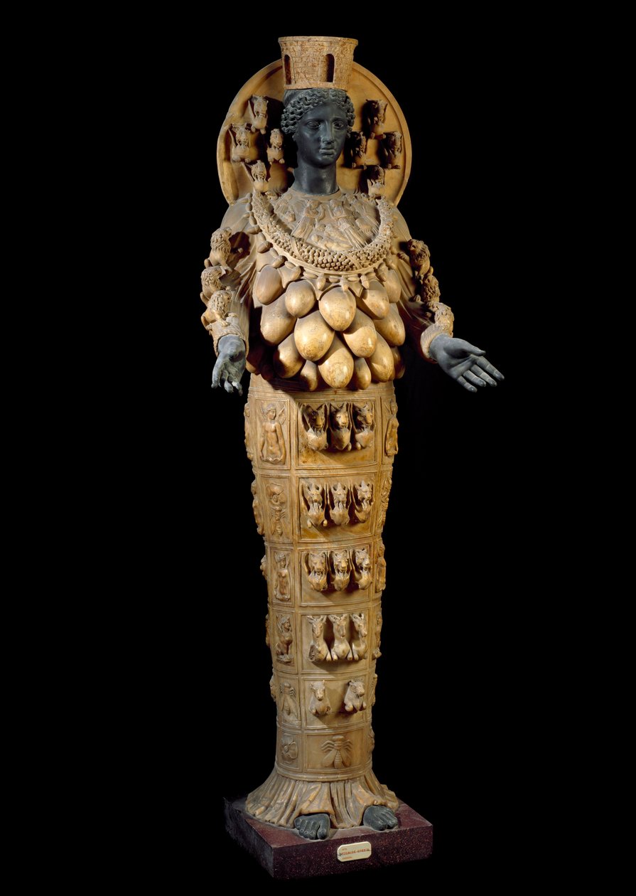 Romersk kunst: Artemis of Efese - Romersk skulptur etter en gresk original i Efese - Skulptur av albaster og bronse av Roman