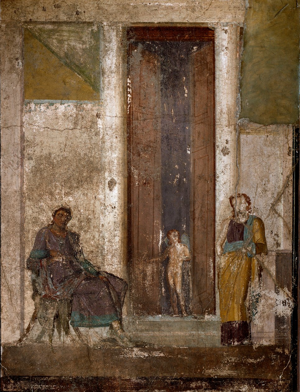 Romersk kunst: "Eros overtaler Helene til å elske Paris" "Fresco fra Pompeii. 1. århundre. Napoli, Nasjonalt arkeologisk museum av Roman