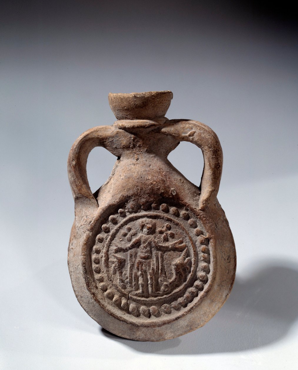 Romersk kunst: Terracotta lovtalepære med fot som representerer en helgen. 4. århundre e.Kr. Paris, Louvre-museet av Roman