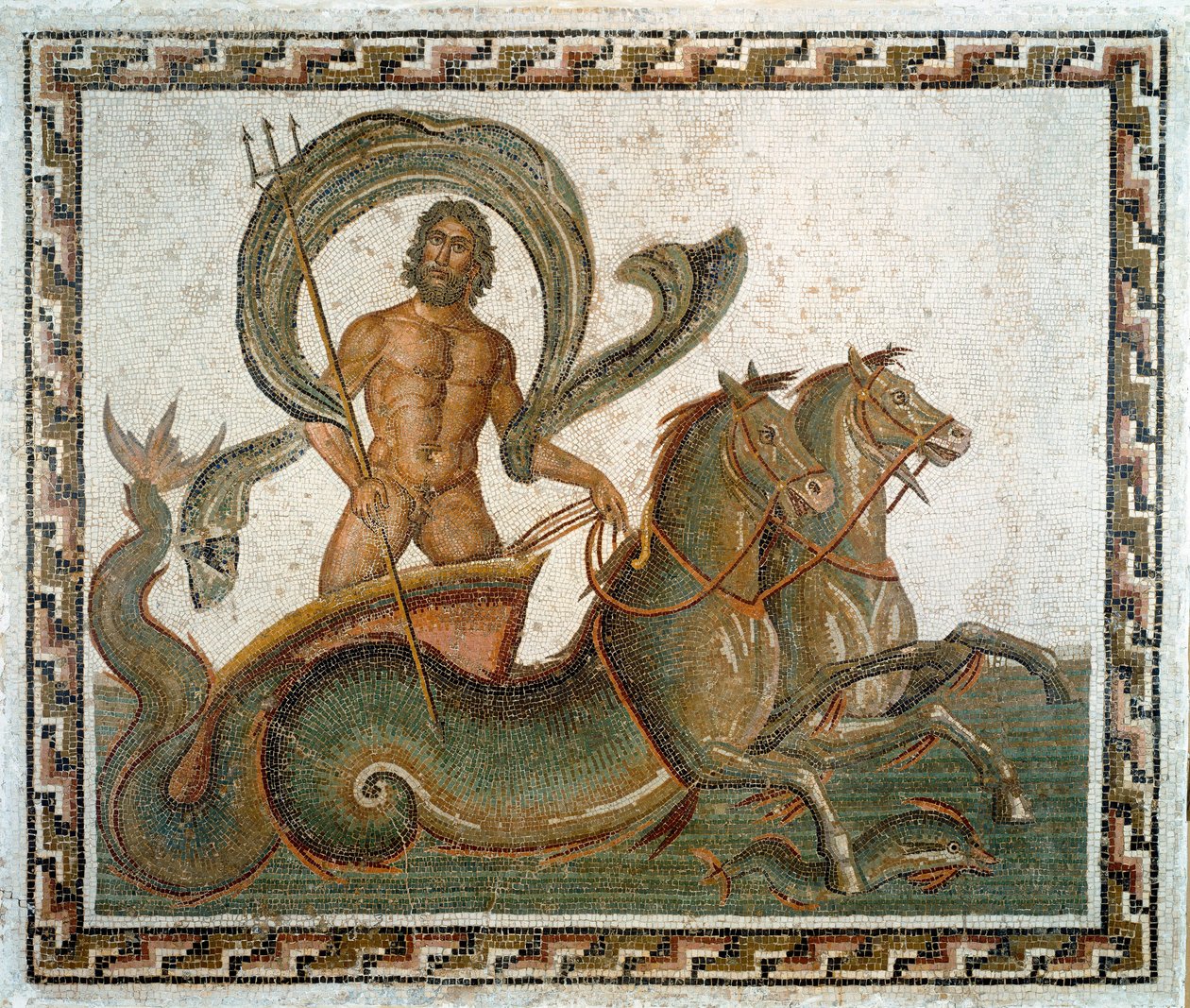 Romersk kunst: "" Neptuns triumf""" Mosaikk fra det 3. århundre e.Kr. Sousse, Musee Archeologique, Tunisia av Roman