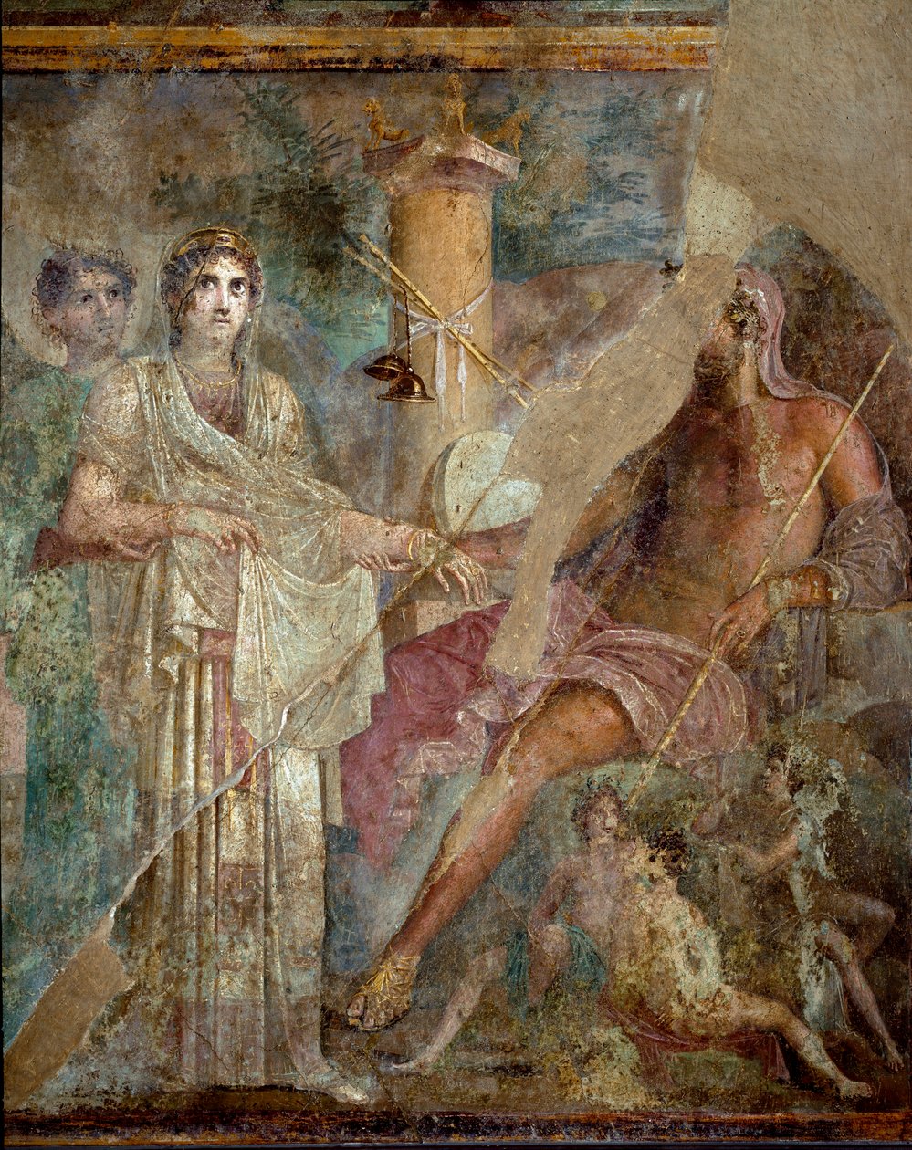Romersk kunst: "" Ekteskapet til Zevs og Hera på Ida-fjellet"" Romersk freskomaleri fra stedet for huset til den tragiske poeten i Pompei. 1. århundre e.Kr. Napoli, Museo Archeologico Nazionale - Romersk kunst: Bryllupet til Zevs og Hera på Ida-fjellet. Ro av Roman