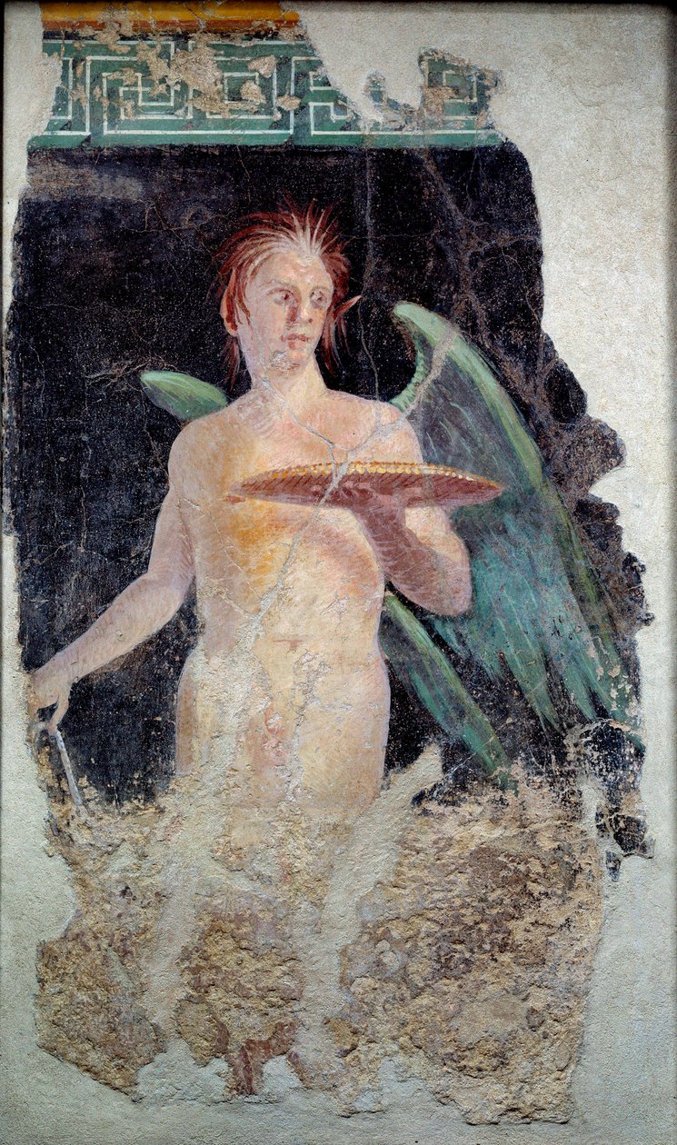 Romersk kunst: freskomaleri av genie-fløyen fra Pompei - Slutten av det 1. århundre f.Kr. - Paris, Musee du Louvre av Roman