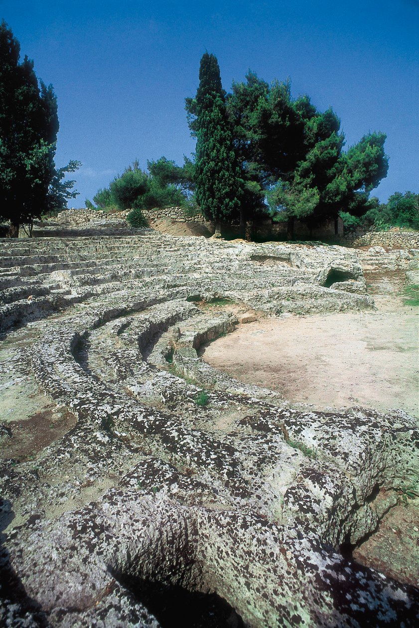 Romerske rester av Pollentia, detalj av amfiteateret, Alcudia, Mallorca, Spania av Roman