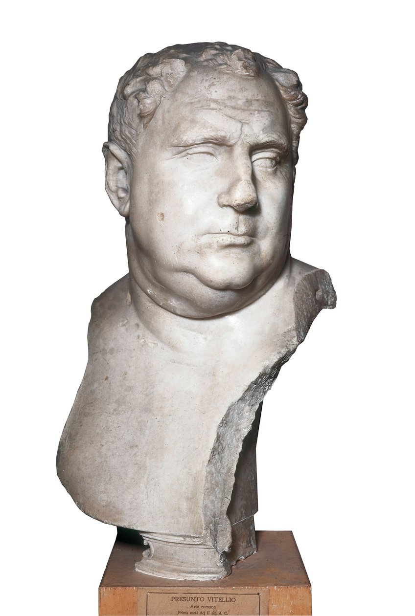 Romersk kunst: ""Byste av Vitellius (15-69) romersk keiser" 2. århundre (marmor) av Roman