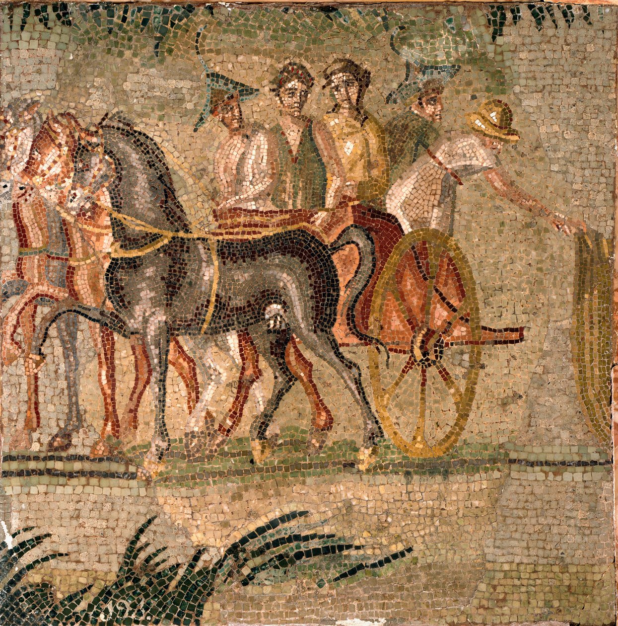 Romersk kunst: Tankrace i antikken. Mosaikk fra det 3. århundre. Madrid, Museo Arqueologico Nacional. av Roman