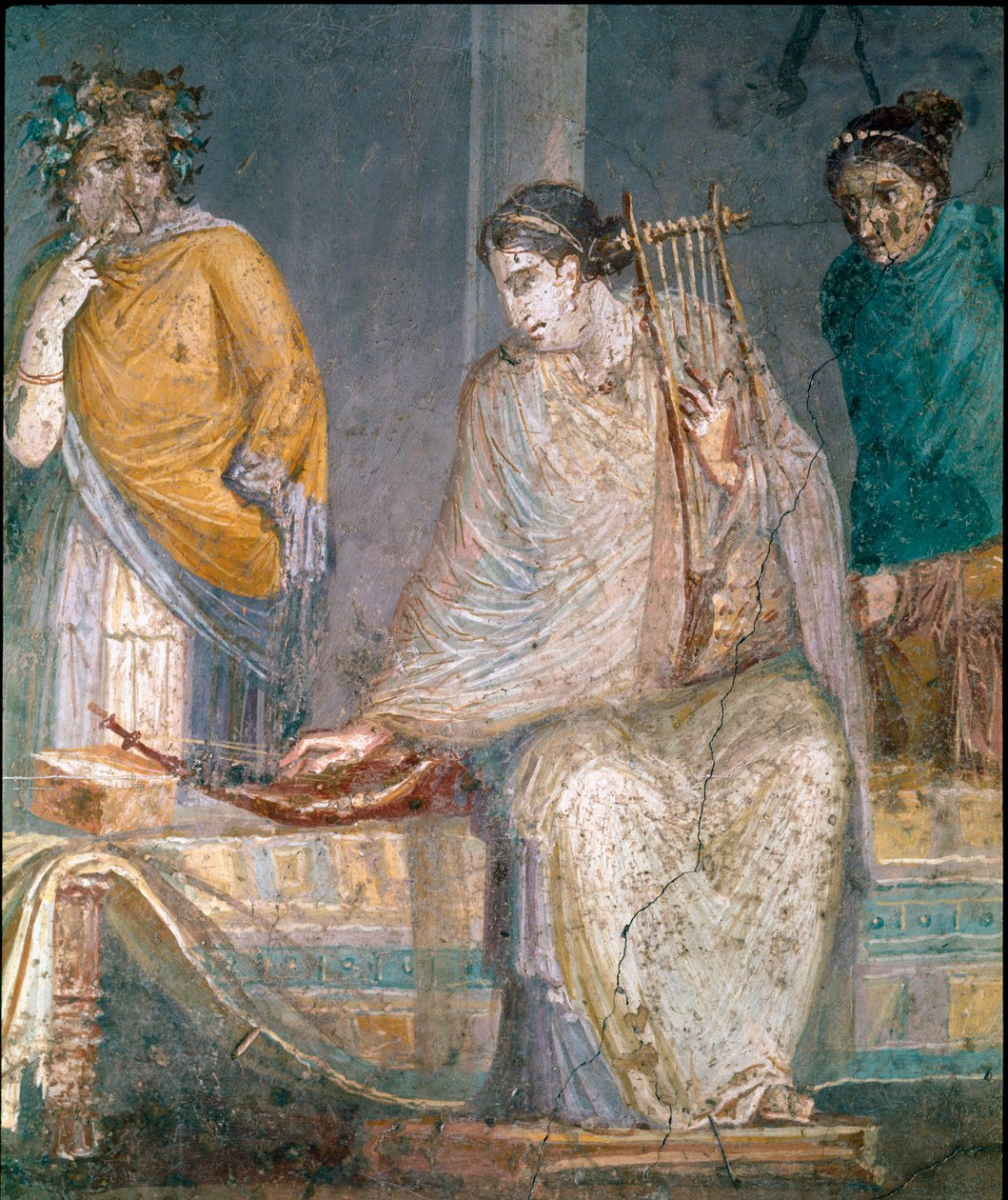 Romersk kunst: en cytared. Freske fra stedet til Castellammare di Stabia nær Napoli. 1. århundre e.Kr. (fresco) av Roman
