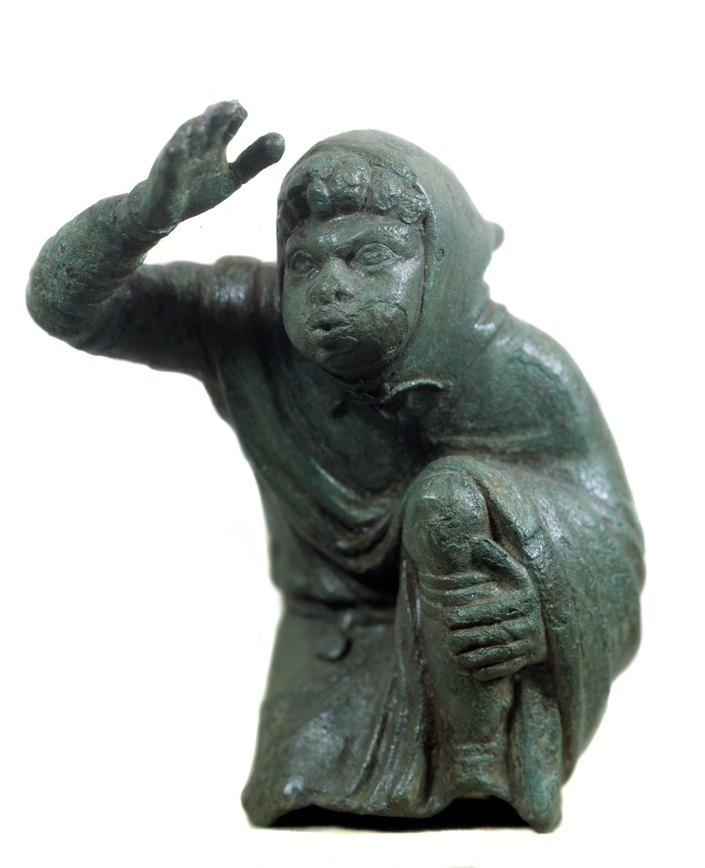Romersk kunst: bronsestatuett av svart slave som kneler og blåser. 2. eller 3. århundre e.Kr. Paris, Louvre-museet av Roman