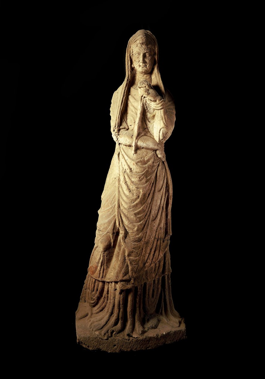 Romersk kunst: gravstatuer i kalkstein. 1. århundre f.Kr. Søn 2,1 m Napoli, Nasjonalt arkeologisk museum av Roman