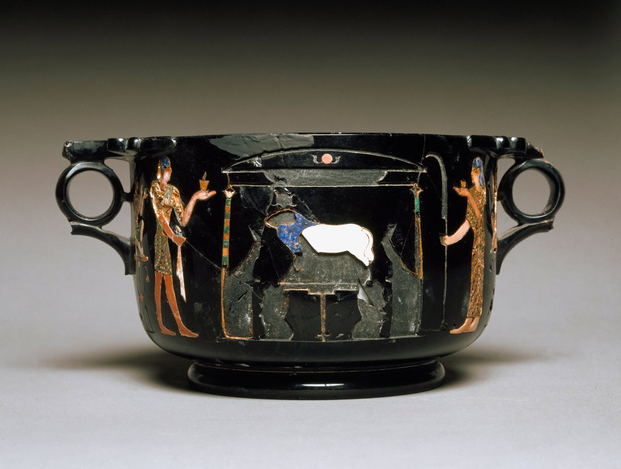 Romersk kunst: kopp med egyptiske motiver. 1. århundre e.Kr. fra Castellammare di Stabia. Søn. h. 12 cm Nasjonalt arkeologisk museum i Napoli av Roman