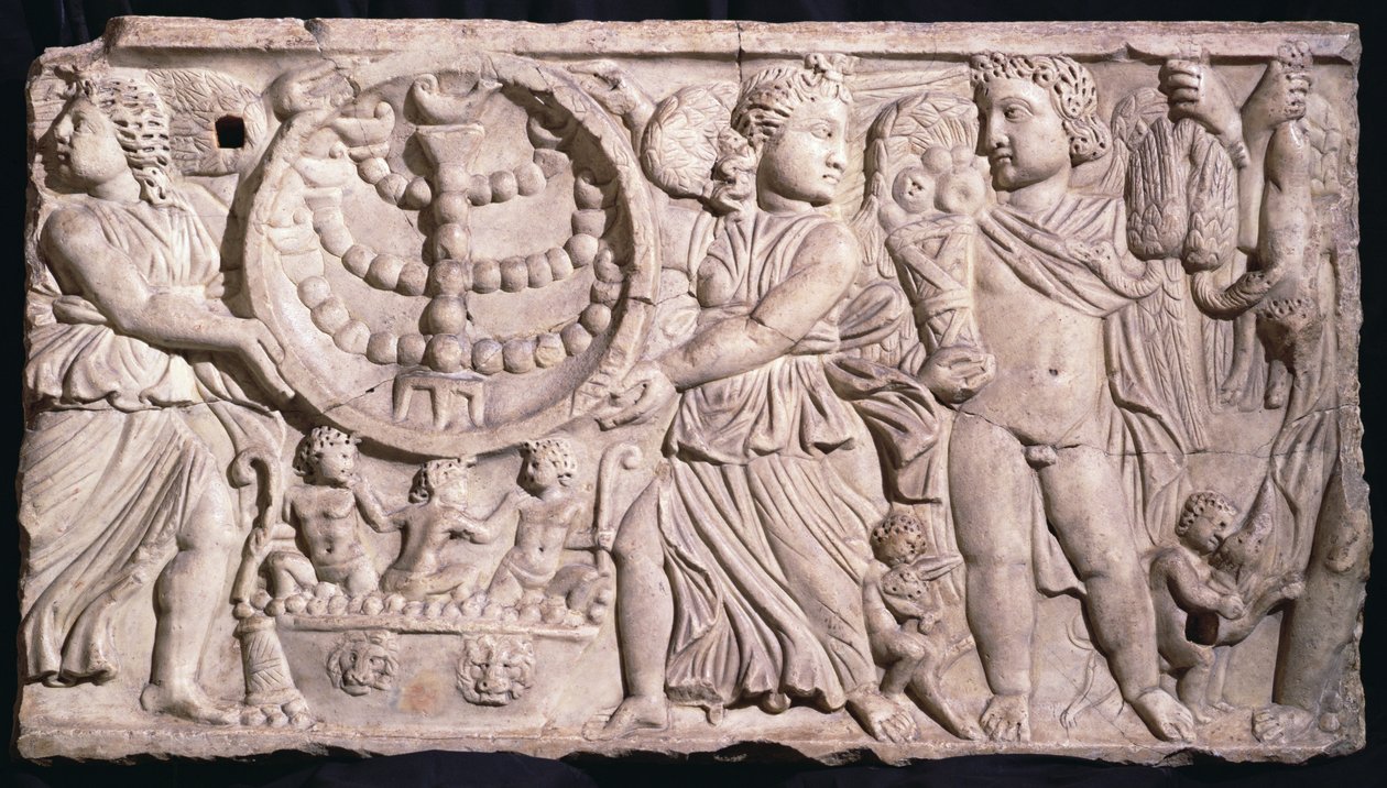 Krydre Sarkofag med Menorah (marmor) av Roman