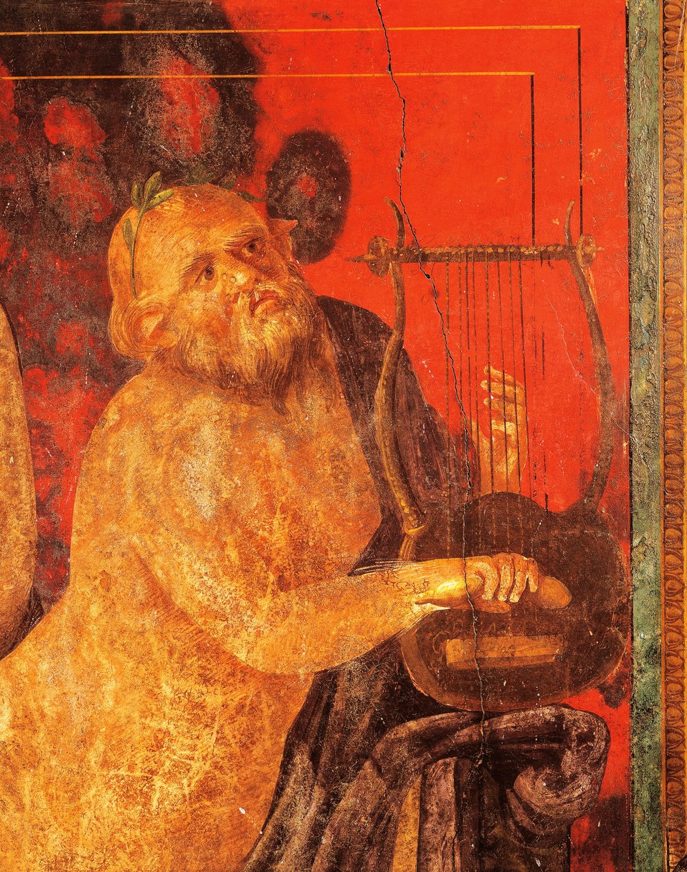 Silenus spiller lyre, freskomaleri fra Villa of Mysteries, Pompeii, Campania, romersk sivilisasjon av Roman