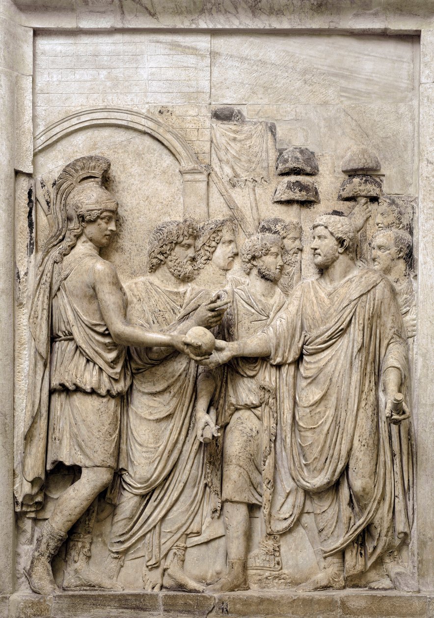 Høytidelig inntreden av keiser Hadrian i Roma, 2. århundre (marmorrelieff) av Roman