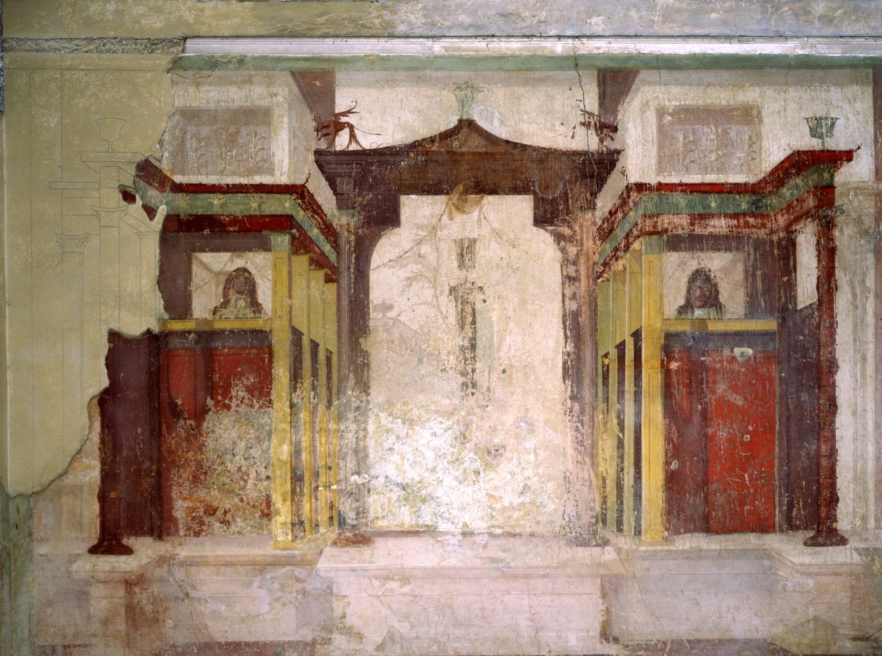 Sørveggen av Maskerommet, Augustus hus, Palatinerhøyden, Roma av Roman