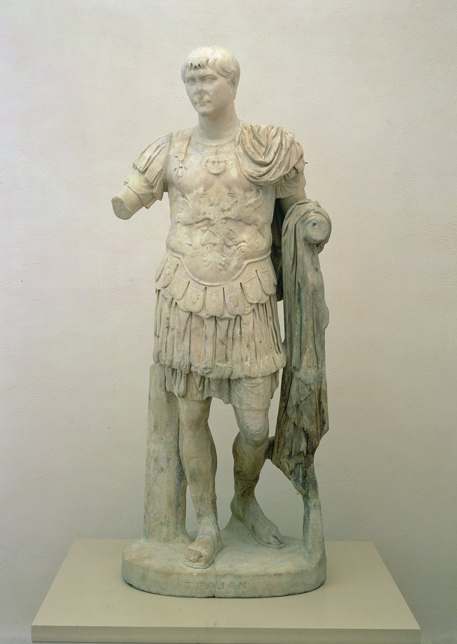 Statue av keiser Trajan (ca. 53-117) Antonine-perioden, ca. 120 e.Kr. (pentelisk marmor) av Roman