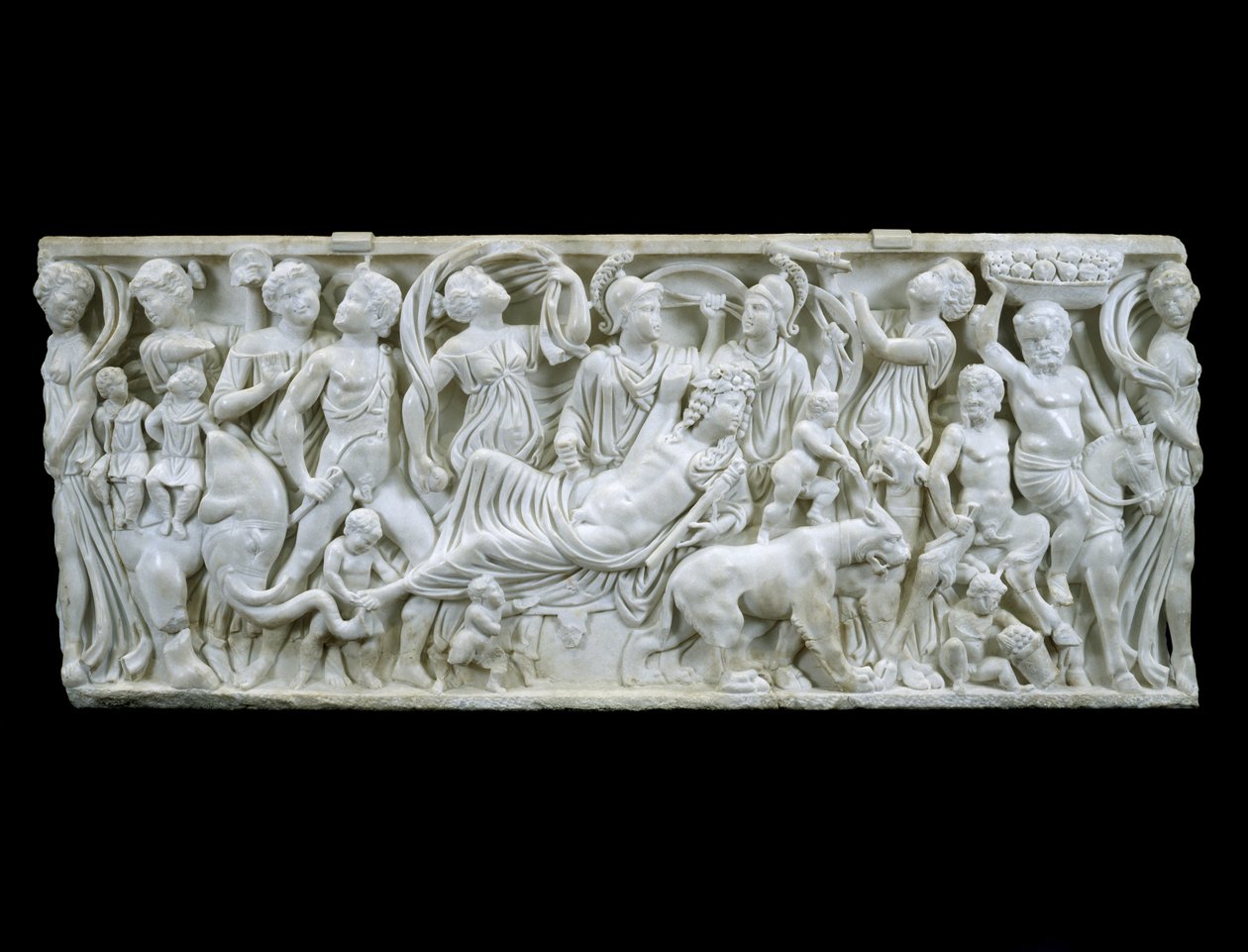 Den indiske triumfen av Dionysos, 180-195 e.Kr. (hvit marmor) av Roman