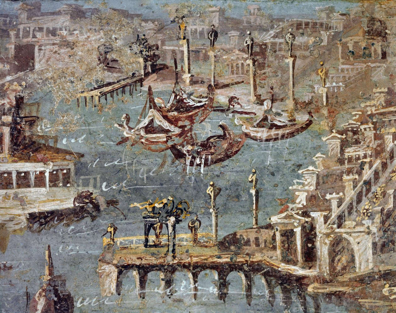 Byen og havnen i Pozzuoli (fresco av Roman