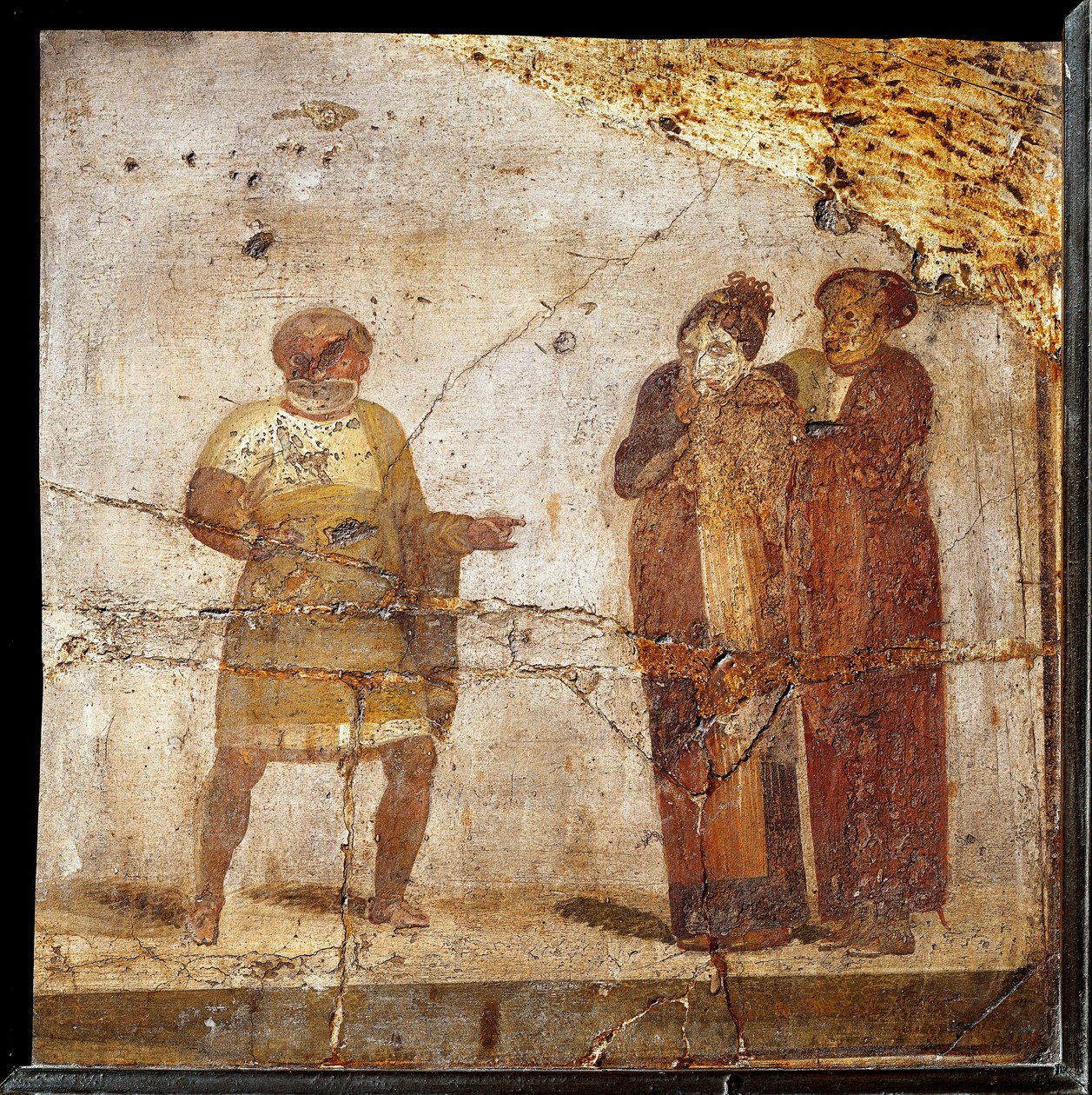Teaterscene. Freske fra stedet til Pompeii av Roman