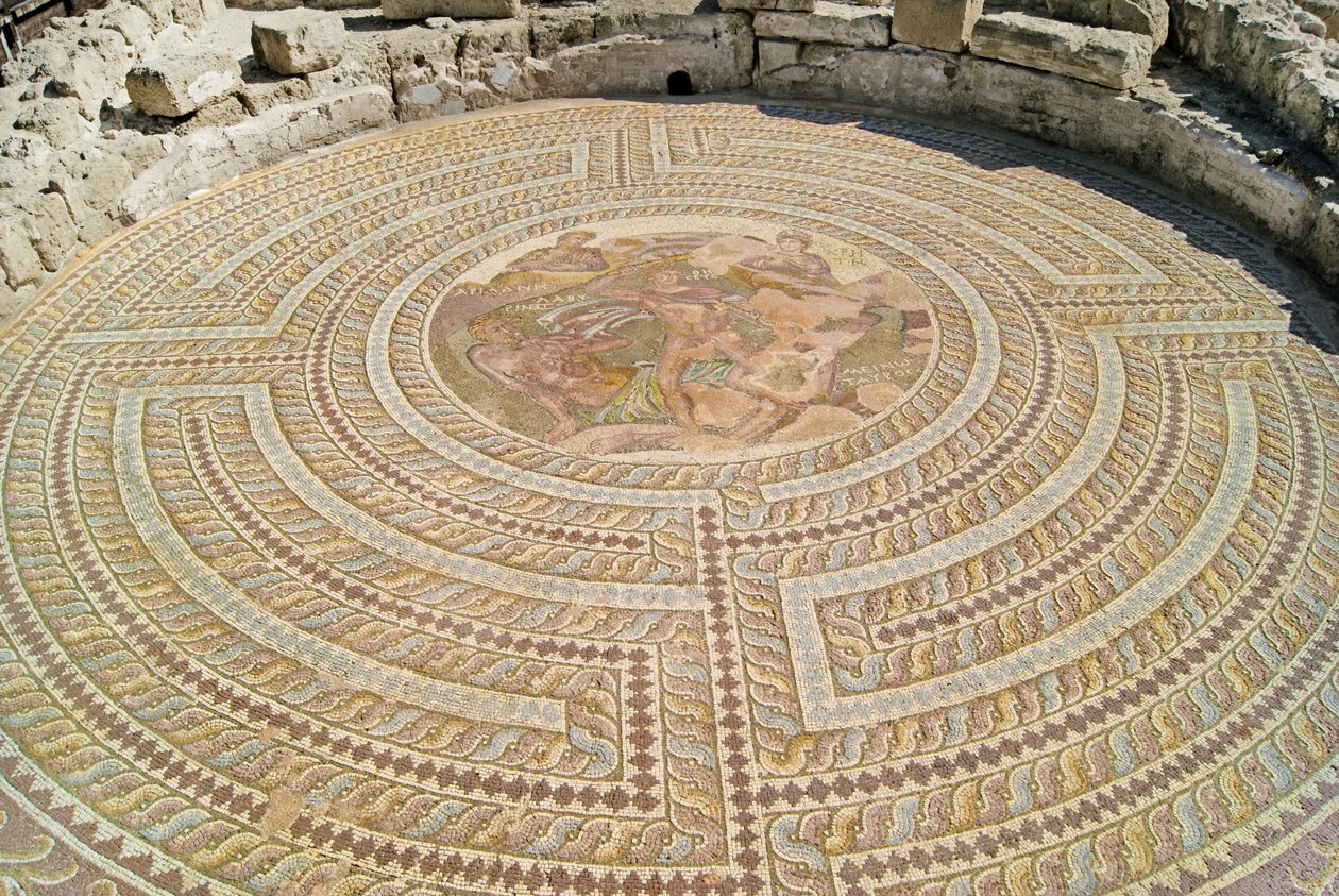 Theseus and the Minotaur, House of Theseus, Paphos, Kypros (mosaikk) av Roman