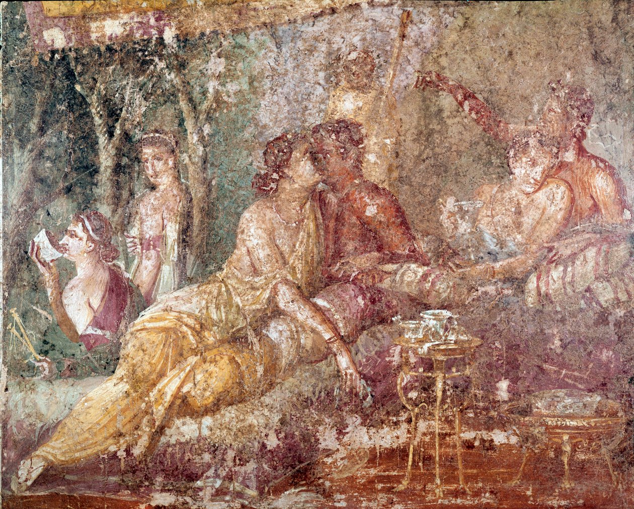 Triclinium, par som kysser (fresco av Roman