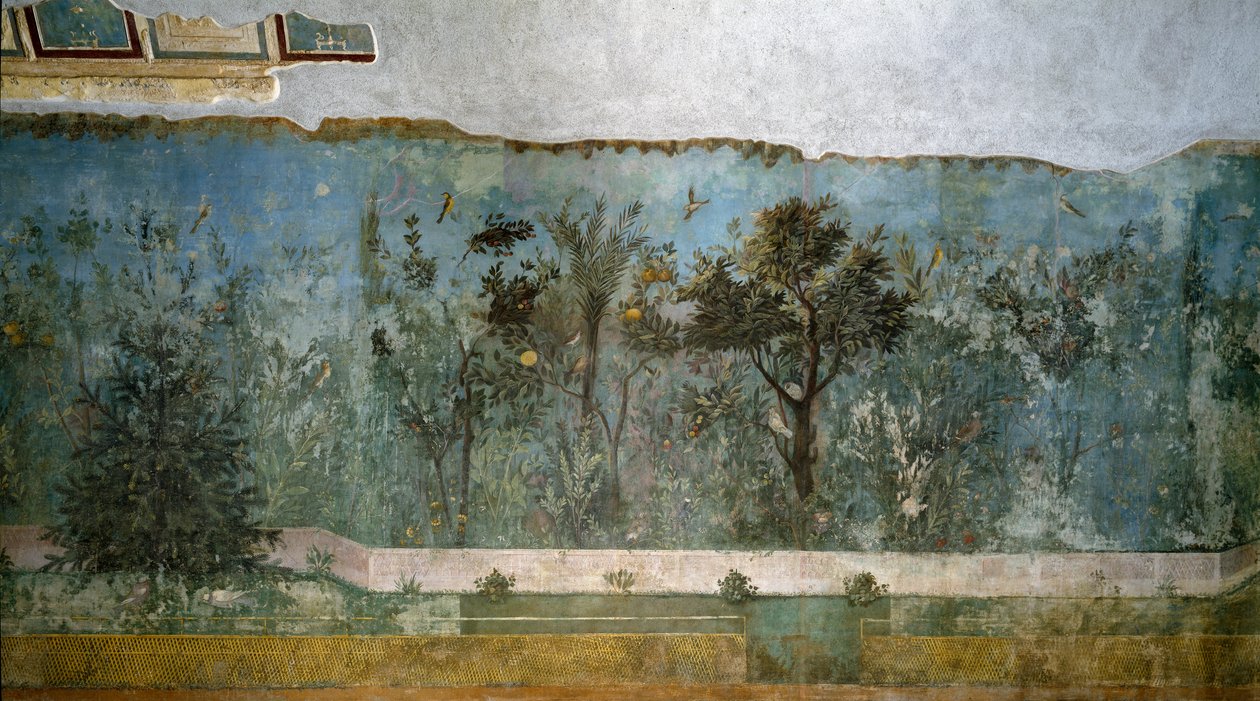 Trompe loeil hage fra Villa of Livia, 40-20 f.Kr av Roman
