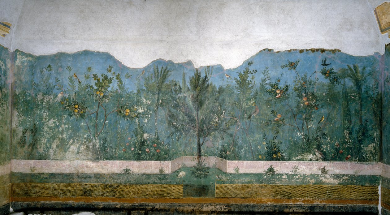 Trompe loeil hage fra Villa of Livia, 40-20 f.Kr av Roman