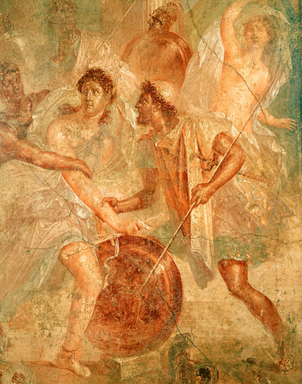 Ulysses og Diomedes gjenkjenner Akilles forkledd som den kvinnelige Pyrrha blant døtrene til Lycomedes på Skyros, fra Pompeii (fresco) av Roman