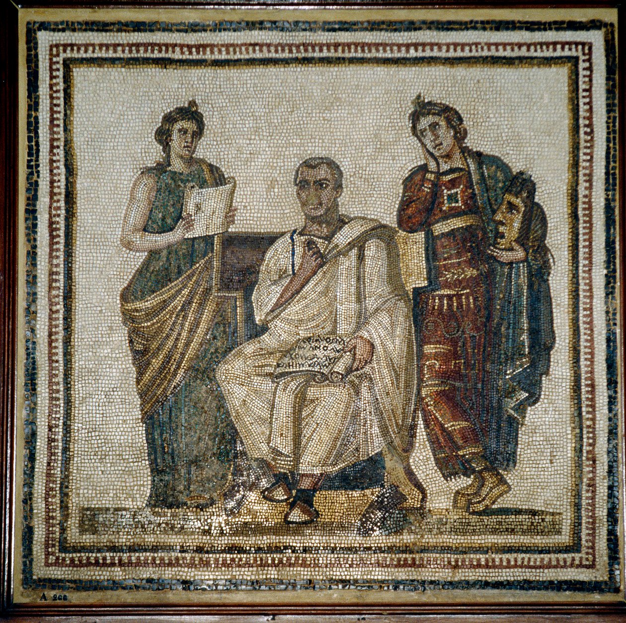 Virgil (Virgilio) og to muser (Clio og Melpomene) - begynnelsen av 3. århundre av Roman