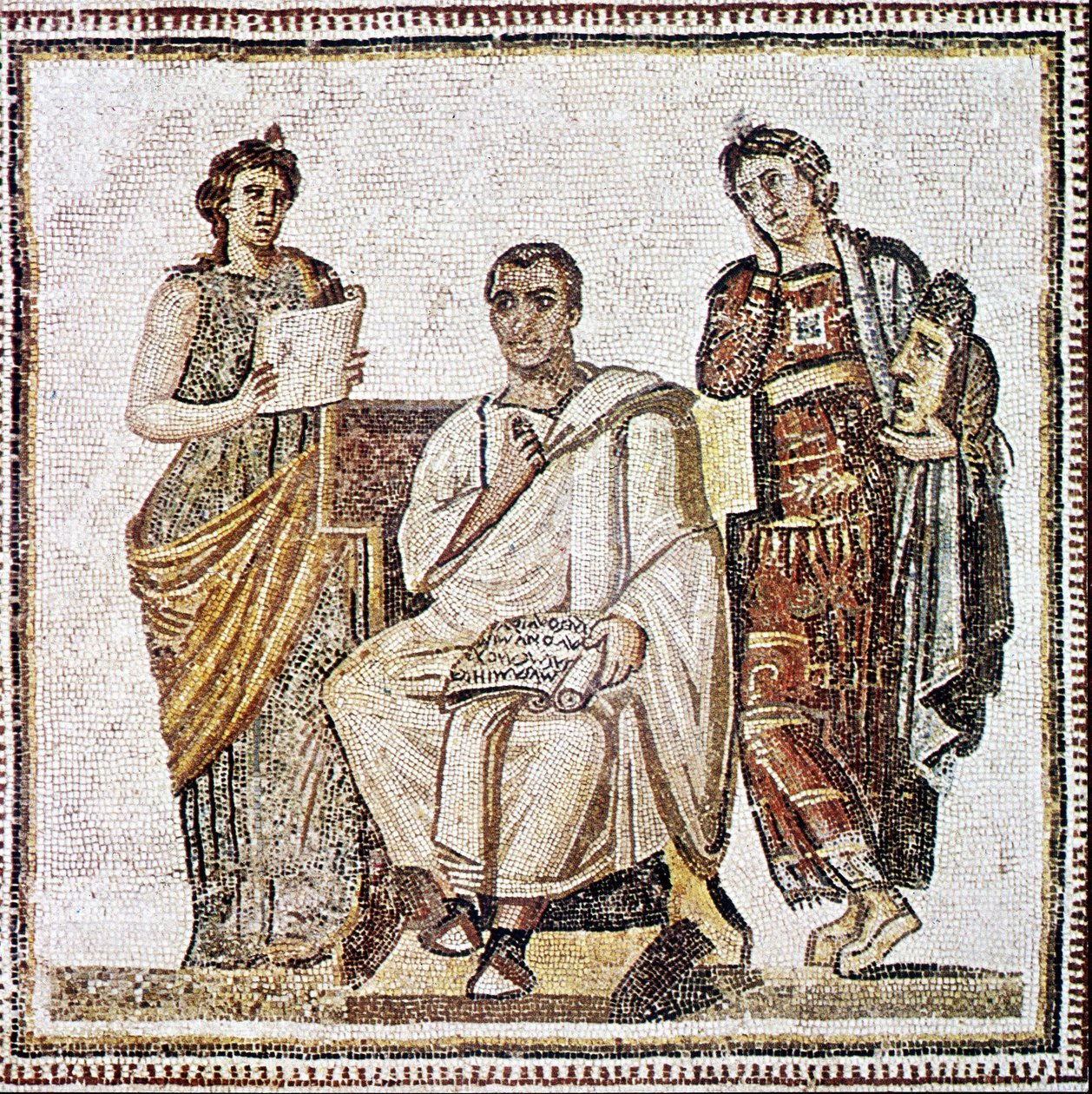 Virgil Writing the Eneide under blikket til musene Clio og Melpomene - Mosaikk fra 400-tallet etter JC fra Susa i Tunisia. av Roman